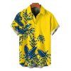 Men's Hawaiian Vacation Shirt Tropical Leaf Print Button Up Shirt - Jaune 5XL
