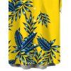 Men's Hawaiian Vacation Shirt Tropical Leaf Print Button Up Shirt - Jaune 5XL