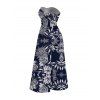 Hawaiian Vacation Jumpsuit Tropical Pineapple Print Pocket Off the Shoulder Jumpsuit - Bleu de Minuit XXL | US 14