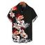 Men's Vacation Shirt Hibiscus Floral Tropical Leaf Print Button Up Shirt - Noir 5XL