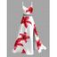 Vacation Dress Watercolor Tropical Hibiscus Floral Print Lace Hollow Out Slit Dress - Rose Vif L | US 8-10