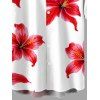 Men's Vacation Shirt Watercolor Tropical Hibiscus Floral Print Button Up Shirt - Rouge 5XL