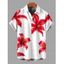Men's Vacation Shirt Watercolor Tropical Hibiscus Floral Print Button Up Shirt - Rouge 5XL
