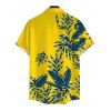 Hawaiian Vacation Couple Outfit Tropical Leaf Print Lace Hollow Out Slit Dress and Shirt Set - Jaune S | US 4