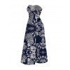 Hawaiian Vacation Couple Outfit Tropical Pineapple Print Pocket Off the Shoulder Jumpsuit and Shirt Set - Bleu de Minuit S | US 4