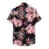 Vacation Couple Outfit Tropical Hand-Drawn Flower Print Pocket Off the Shoulder Jumpsuit and Shirt Set - Rose S | US 4