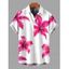 Men's Vacation Shirt Watercolor Tropical Hibiscus Floral Print Button Up Shirt - Rouge 5XL