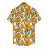Men's Vacation Shirt Hibiscus Floral Leaf Print Button Up Shirt - Brun Doré 5XL
