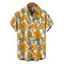 Men's Vacation Shirt Hibiscus Floral Leaf Print Button Up Shirt - Brun Doré 5XL