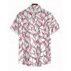 Men's Hawaiian Vacation Shirt Abstract Leaf Print Button Up Shirt - Rose 5XL