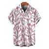 Men's Hawaiian Vacation Shirt Abstract Leaf Print Button Up Shirt - Rose 5XL
