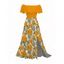 Vacation Dress Hibiscus Floral Leaf Print Flounce Smocked Slit Dress - Brun Doré XXL | US 14