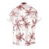 Men's Vacation Shirt Tropical Coconut Tree Print Button Up Shirt - Rose 5XL