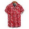 Men's Vacation Shirt Abstract Graffiti Print Button Up Shirt - Rouge 5XL