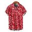Men's Vacation Shirt Abstract Graffiti Print Button Up Shirt - Rouge 5XL