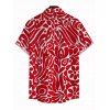 Men's Vacation Shirt Abstract Graffiti Print Button Up Shirt - Rouge 5XL