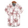 Vacation Couple Outfit Colorblock Coconut Tree Print Flounce Smocked Slit Dress and Shirt Set - Rose S | US 4