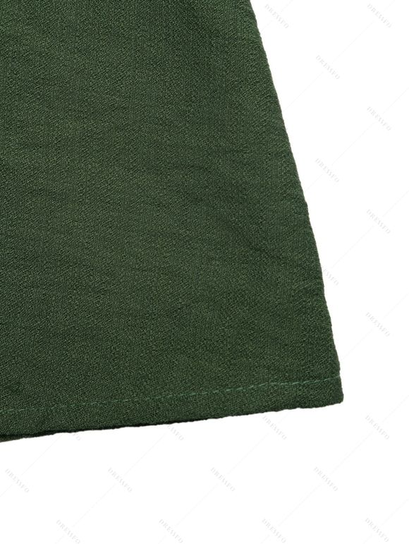 Ethnic Style Vacation Dress Solid Color Sheer Lace Panel Scalloped Spaghetti Strap Maxi Dress - PLANT GREEN XL | US 12