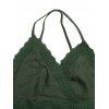 Ethnic Style Vacation Dress Solid Color Sheer Lace Panel Scalloped Spaghetti Strap Maxi Dress - PLANT GREEN M | US 6