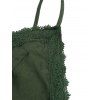 Ethnic Style Vacation Dress Solid Color Sheer Lace Panel Scalloped Spaghetti Strap Maxi Dress - PLANT GREEN XL | US 12