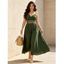 Ethnic Style Vacation Dress Solid Color Sheer Lace Panel Scalloped Spaghetti Strap Maxi Dress - PLANT GREEN XL | US 12