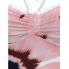 Vacation Halter Tank Top Watercolor Anemone Floral Print Cinched Cropped Tank Top - Blanc L | US 8-10