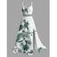 Hawaiian Vacation Dress Tropical Flower Monstera Leaf Print Lace Hollow Out Slit Dress - Vert XXL | US 14