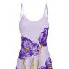 Vacation Couple Outfit Hand‑Drawn Iris Floral Print Spaghetti Strap Dress and Shirt Set - Violet clair S | US 4