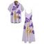 Vacation Couple Outfit Hand‑Drawn Iris Floral Print Spaghetti Strap Dress and Shirt Set - Violet clair S | US 4