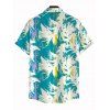 Vacation Couple Outfit Tie Dye Abstract Feather Brushstroke Print Twisted Cut Out Slit Halter Dress and Shirt Set - Turquoise Foncée S | US 4