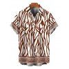 Vacation Couple Outfit Colorblock Ethnic Geometric Wavy Zebra Print Tied Pocket Off the Shoulder Jumpsuit and Shirt Set - Blanc S | US 4