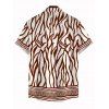 Vacation Couple Outfit Colorblock Ethnic Geometric Wavy Zebra Print Tied Pocket Off the Shoulder Jumpsuit and Shirt Set - Blanc S | US 4