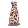 Vacation Jumpsuit Colorblock Ethnic Geometric Wavy Zebra Print Tied Pocket Off the Shoulder Jumpsuit - Blanc XXXL | US 16