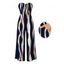 Vacation Jumpsuit Colorblock Abstract Wavy Stripe Print Tied Pocket Off the Shoulder Jumpsuit - Cadetblue S | US 4