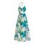 Vacation Halter Dress Tie Dye Abstract Feather Brushstroke Print Twisted Cut Out Slit Dress - Turquoise Foncée XXXL | US 16