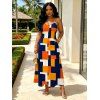 Vacation Dress Colorblock Geometric Print Spaghetti Strap A Line Mdi Dress - multicolor A S | US 4