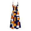 Vacation Dress Colorblock Geometric Print Spaghetti Strap A Line Mdi Dress - multicolor A XXXXL | US 18