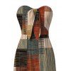 Vacation Jumpsuit Vintage Colored Plaid Print Tied Pocket Off the Shoulder Jumpsuit - Brun L | US 8-10
