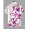 Hawaiian Vacation Couple Outfit Tropical Flower Monstera Leaf Print Lace Hollow Out Slit Dress and Shirt Set - Rose Vif S | US 4