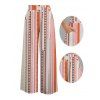 Bohemian Vacation Couple Outfit Arrow Geometric Striped Print Button Up Shirt and Belt Pocket Wide Leg Pants Set - Orange S | US 4