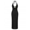 Vacation Cover-up Solid Color See Through Cut Out Starfish Decor Halter Slit Cover-up - Noir M | US 6