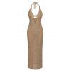 Vacation Cover-up Solid Color See Through Cut Out Starfish Decor Halter Slit Cover-up - café L | US 8-10