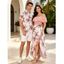 Vacation Couple Outfit Colorblock Coconut Tree Print Flounce Smocked Slit Dress and Shirt Set - Vert Armée S | US 4