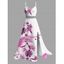 Hawaiian Vacation Dress Tropical Flower Monstera Leaf Print Lace Hollow Out Slit Dress - Bleu Ciel M | US 6
