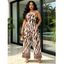 Vacation Jumpsuit Colorblock Ethnic Geometric Wavy Zebra Print Tied Pocket Off the Shoulder Jumpsuit - Blanc S | US 4