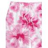 Men's Vacation Beach Shorts Watercolor Hibiscus Floral Print Pocket Drawstring Board Shorts - Rose 5XL