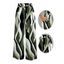 Vacation Pants Wavy Abstract Geometric Print Belt Pocket Wide Leg Pants - Vert clair XXL | US 14