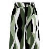 Vacation Pants Wavy Abstract Geometric Print Belt Pocket Wide Leg Pants - Vert clair XXL | US 14