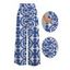 Vacation Pants Porcelain Mandala Print Belt Pocket Wide Leg Pants - Bleu XXL | US 14