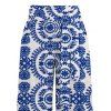 Vacation Pants Porcelain Mandala Print Belt Pocket Wide Leg Pants - Bleu XXL | US 14